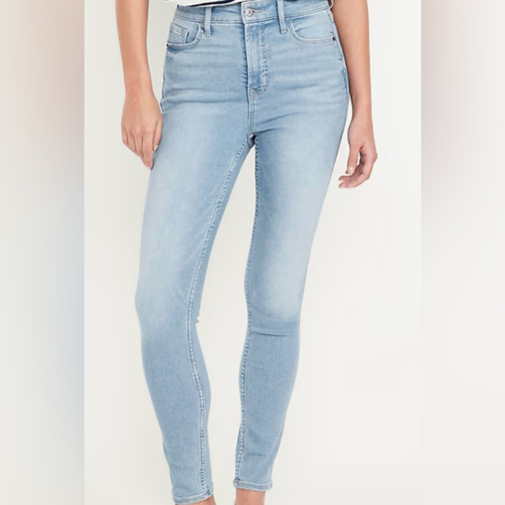 Old Navy Women's Light Blue Rockstar Super Skinny Stretch Jeans Extra High Rise